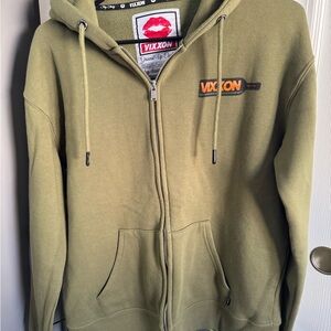 DIXXON Olive Green Zip-Up Hoodie